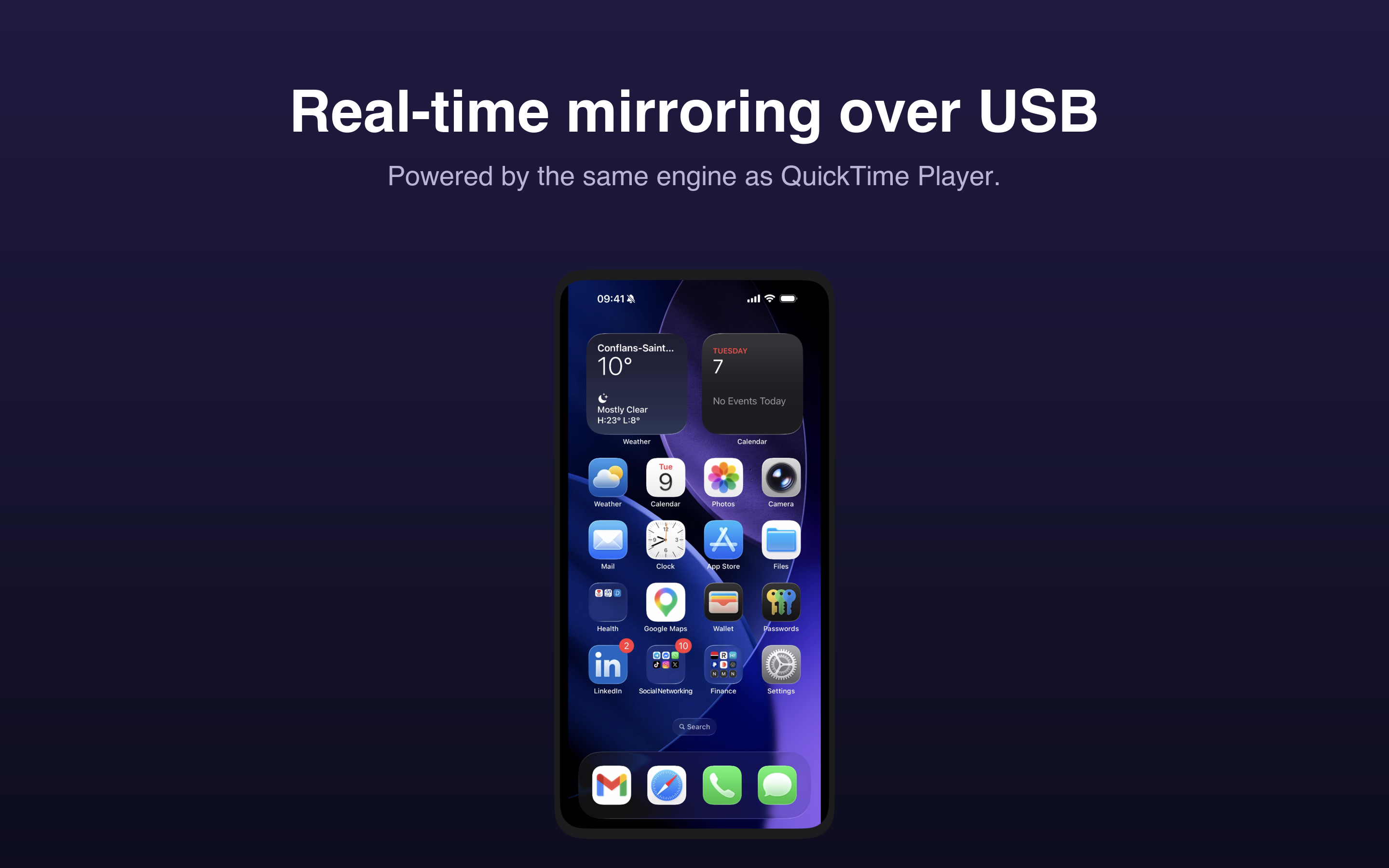 MirrorKit displaying an iPhone on macOS